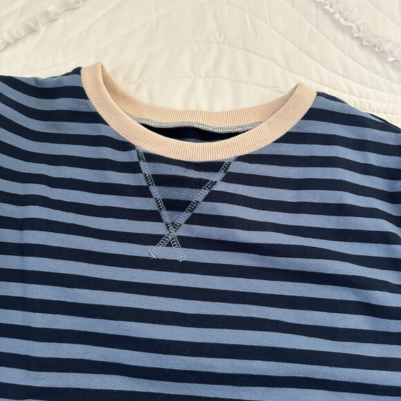 Women Oversized Striped Color Block Long Sleeve Crew Neck Sweatshirt - Picture 4 of 6